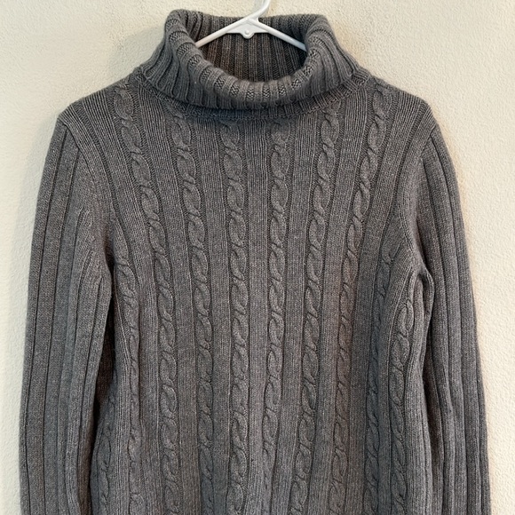 J. Crew Cable Knit Wool Rabbit Hair Blend Cozy Comfy Turtle Neck Grey Sweater - Picture 2 of 8